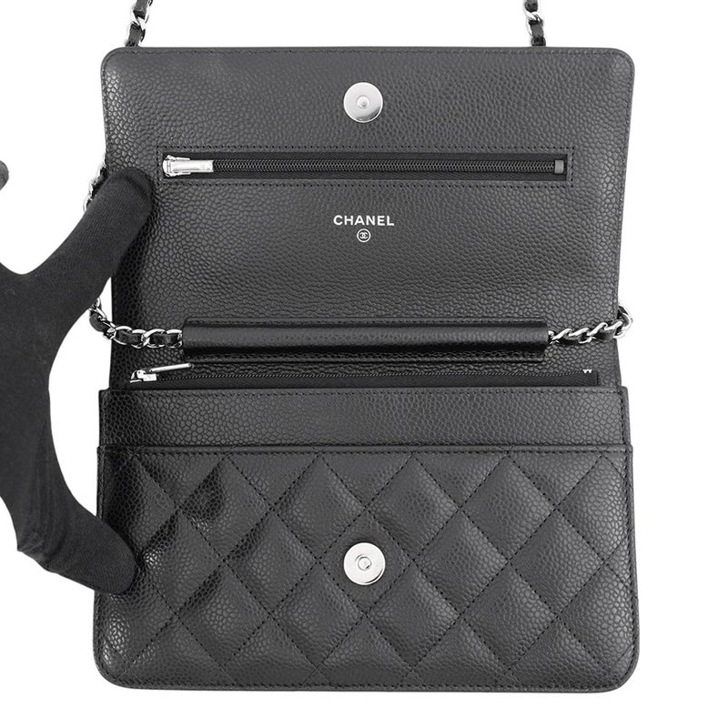 シャネル チェーンウォレット クラシック マトラッセ ココマーク キャビアスキン AP0250 CHANEL 財布 黒