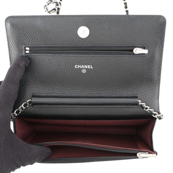 シャネル チェーンウォレット クラシック マトラッセ ココマーク キャビアスキン AP0250 CHANEL 財布 黒