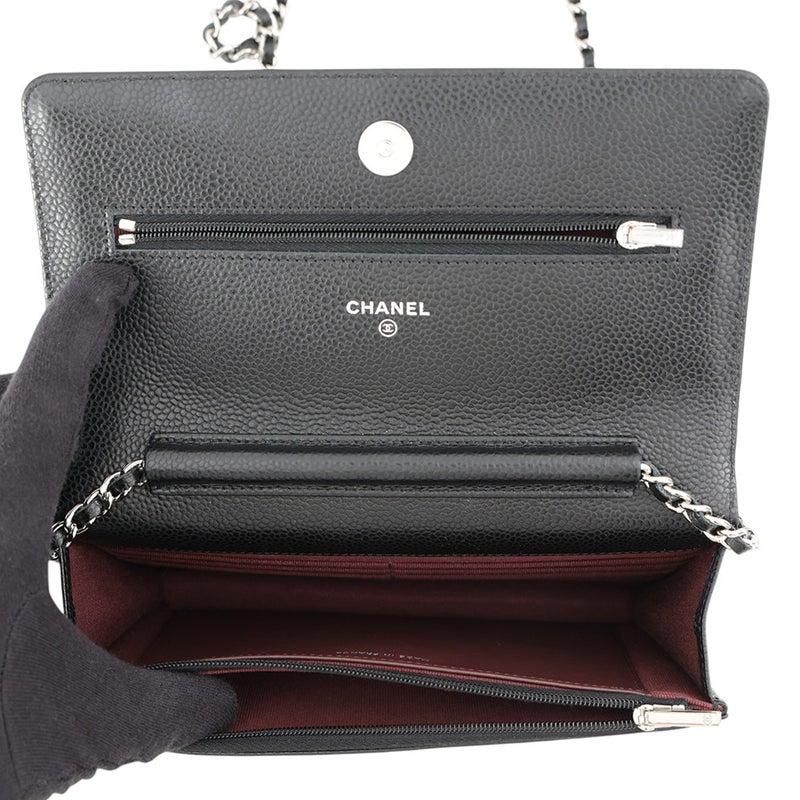シャネル チェーンウォレット クラシック マトラッセ ココマーク キャビアスキン AP0250 CHANEL 財布 黒
