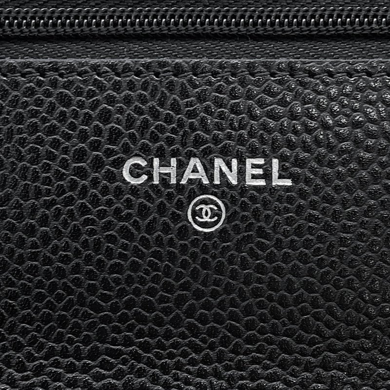 シャネル チェーンウォレット クラシック マトラッセ ココマーク キャビアスキン AP0250 CHANEL 財布 黒