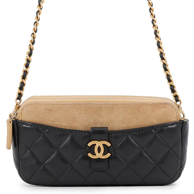 シャネル チェーンショルダーバッグ マトラッセ ココマーク ラムスキン/スエード AP4743 CHANEL 黒
