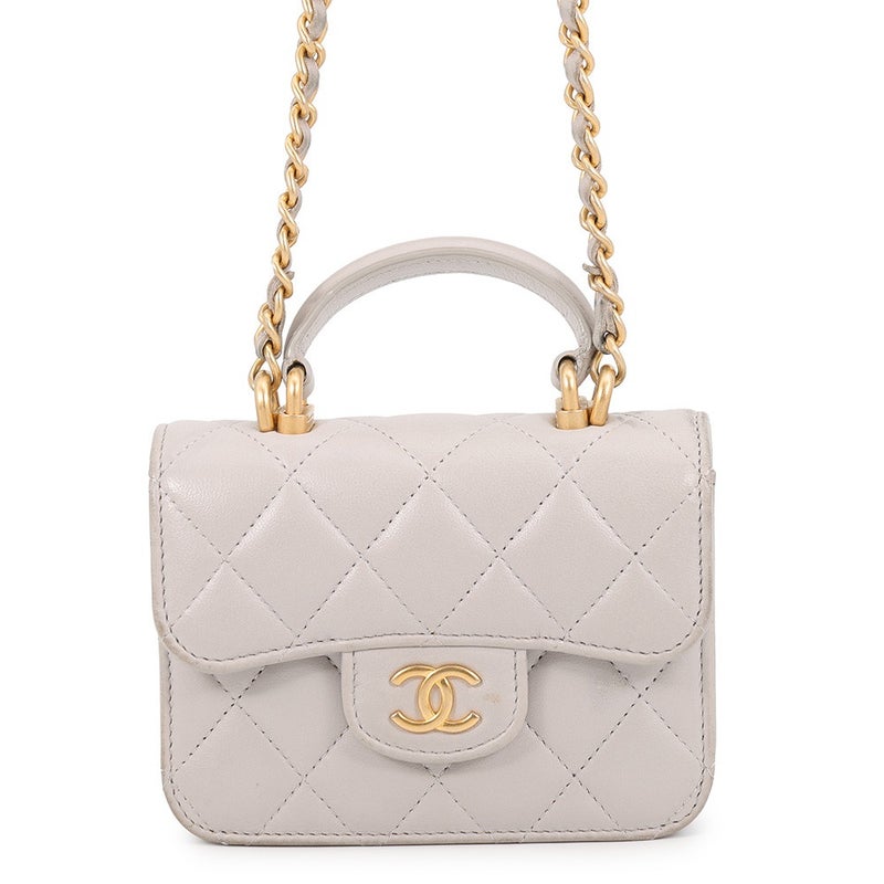 シャネル チェーンショルダーバッグ ミニ マトラッセ ココマーク トップハンドル AP2200 ラムスキン CHANEL