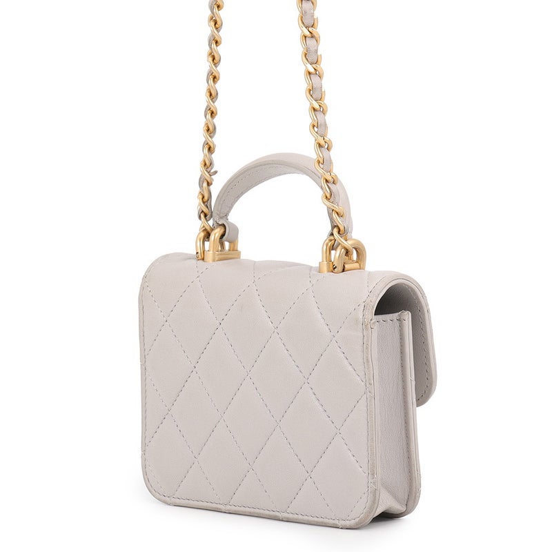 シャネル チェーンショルダーバッグ ミニ マトラッセ ココマーク トップハンドル AP2200 ラムスキン CHANEL