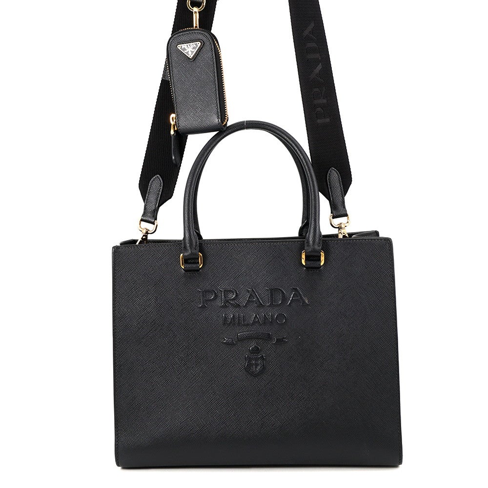 プラダ ハンドバッグ エンボスロゴ サフィアーノレザー 1BA335 PRADA