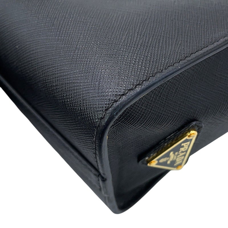 プラダ ハンドバッグ エンボスロゴ サフィアーノレザー 1BA335 PRADA 2way 黒