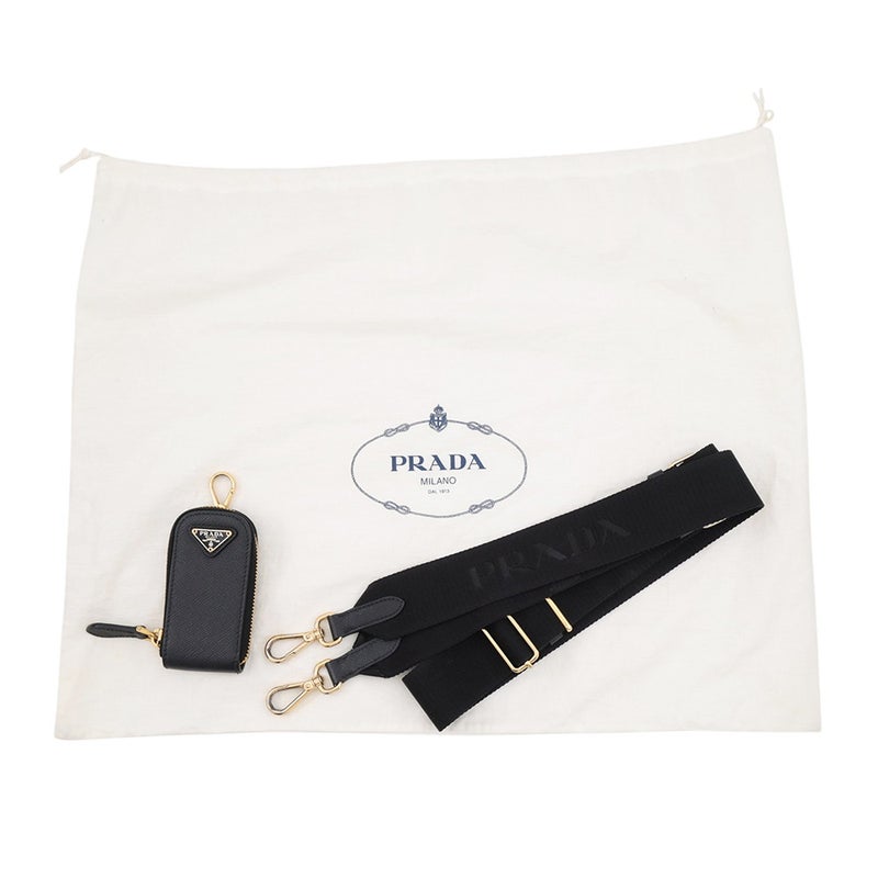 プラダ ハンドバッグ エンボスロゴ サフィアーノレザー 1BA335 PRADA 2way 黒