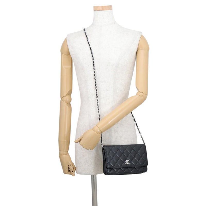 シャネル チェーンウォレット マトラッセ ココマーク キャビアスキン AP4241 CHANEL 財布 黒