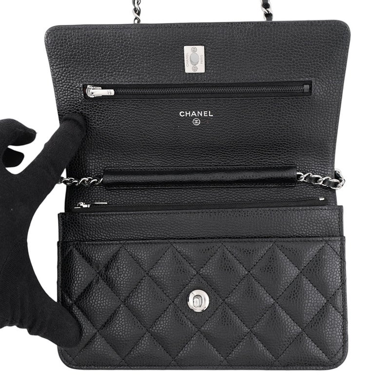シャネル チェーンウォレット マトラッセ ココマーク キャビアスキン AP4241 CHANEL 財布 黒