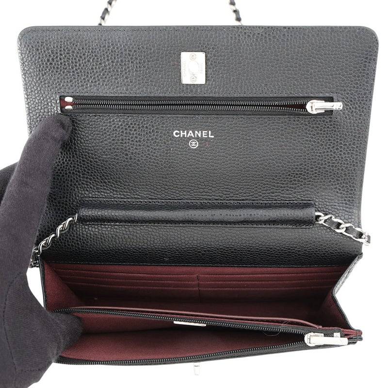 シャネル チェーンウォレット マトラッセ ココマーク キャビアスキン AP4241 CHANEL 財布 黒
