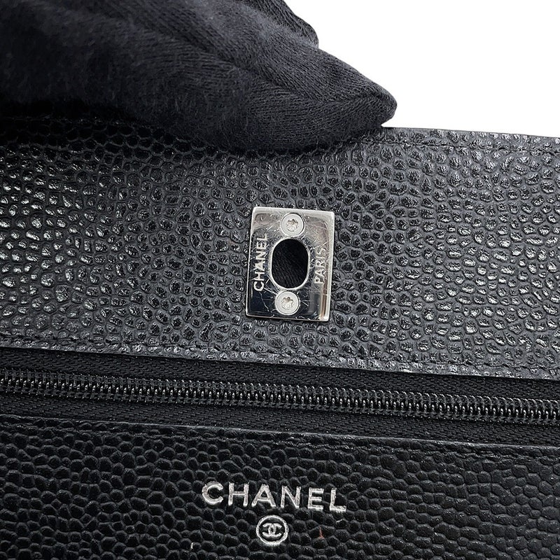 シャネル チェーンウォレット マトラッセ ココマーク キャビアスキン AP4241 CHANEL 財布 黒
