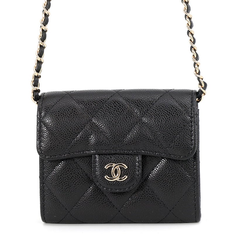 シャネル チェーンウォレット マトラッセ ココマーク ミニ キャビアスキン AP0238 CHANEL 財布 黒