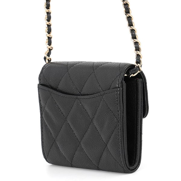 シャネル チェーンウォレット マトラッセ ココマーク ミニ キャビアスキン AP0238 CHANEL 財布 黒