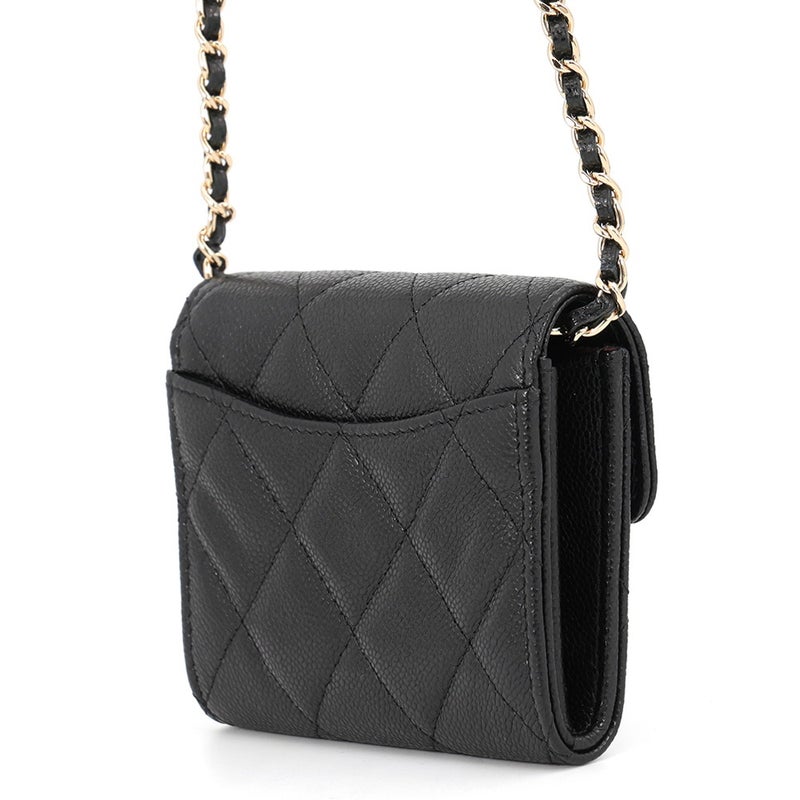 シャネル チェーンウォレット マトラッセ ココマーク ミニ キャビアスキン AP0238 CHANEL 財布 黒