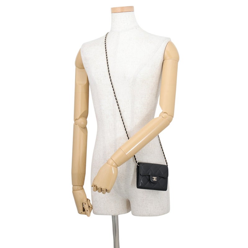 シャネル チェーンウォレット マトラッセ ココマーク ミニ キャビアスキン AP0238 CHANEL 財布 黒