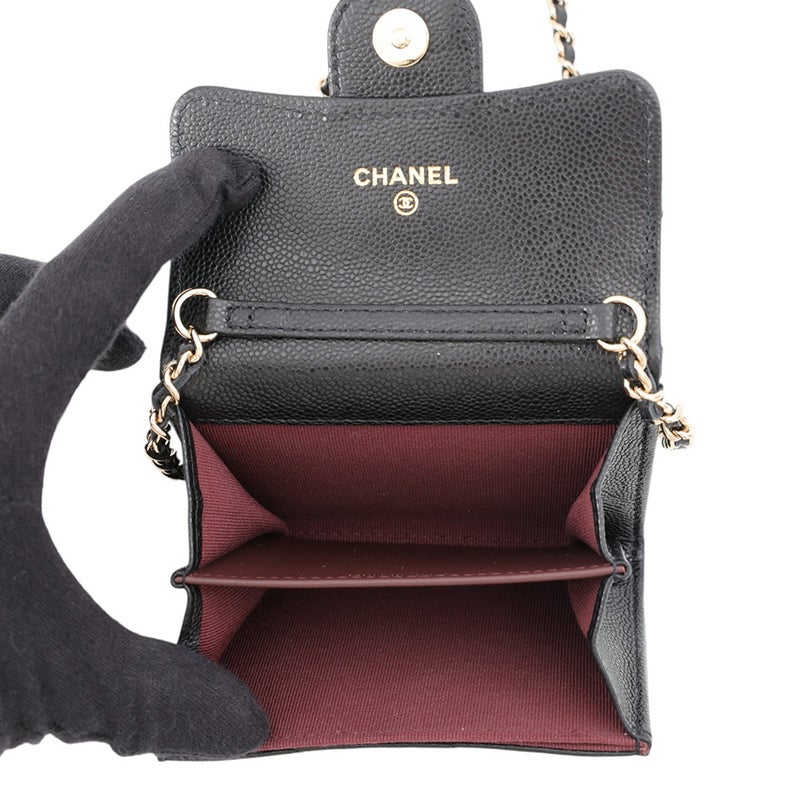 シャネル チェーンウォレット マトラッセ ココマーク ミニ キャビアスキン AP0238 CHANEL 財布 黒