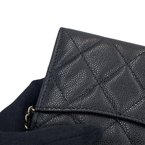 シャネル チェーンウォレット マトラッセ ココマーク ミニ キャビアスキン AP0238 CHANEL 財布 黒
