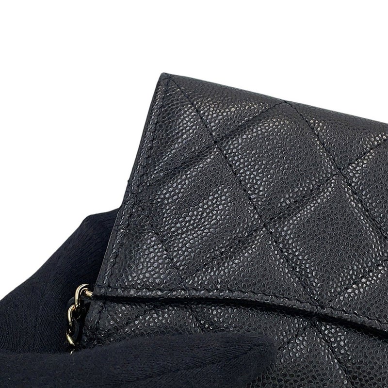 シャネル チェーンウォレット マトラッセ ココマーク ミニ キャビアスキン AP0238 CHANEL 財布 黒