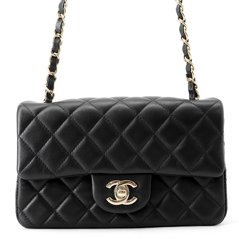 シャネル チェーンショルダーバッグ ココマーク ラムスキン A69900 CHANEL ミニ フラップ バッグ 黒