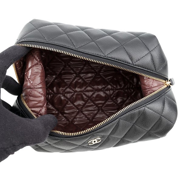 シャネル ポーチ マトラッセ ジップ ポーチ キャビアスキン AP5038 CHANEL 小物入れ 黒