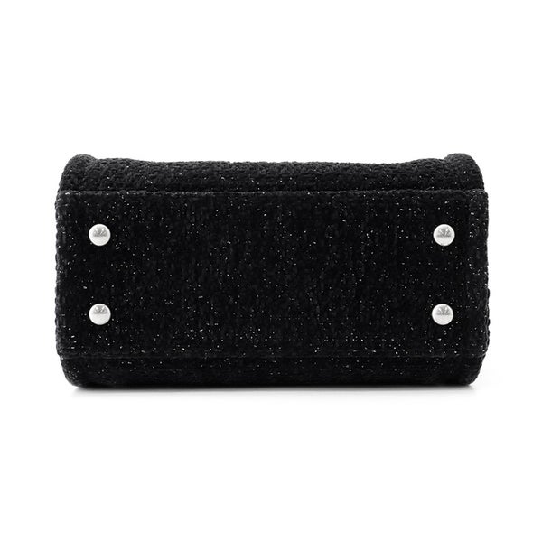 シャネル トートバッグ ドーヴィルライン ミニ ロゴ ラメツイード/レザー A86374 CHANEL バッグ 黒