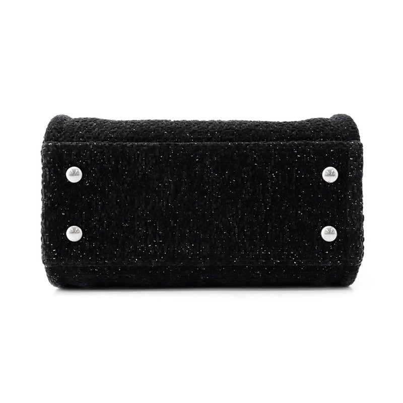 シャネル トートバッグ ドーヴィルライン ミニ ロゴ ラメツイード/レザー A86374 CHANEL バッグ 黒