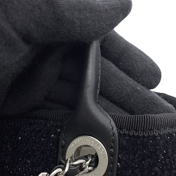 シャネル トートバッグ ドーヴィルライン ミニ ロゴ ラメツイード/レザー A86374 CHANEL バッグ 黒