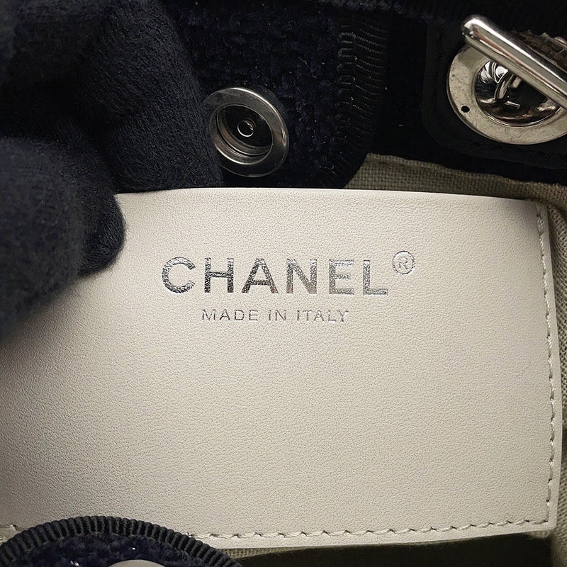シャネル トートバッグ ドーヴィルライン ミニ ロゴ ラメツイード/レザー A86374 CHANEL バッグ 黒