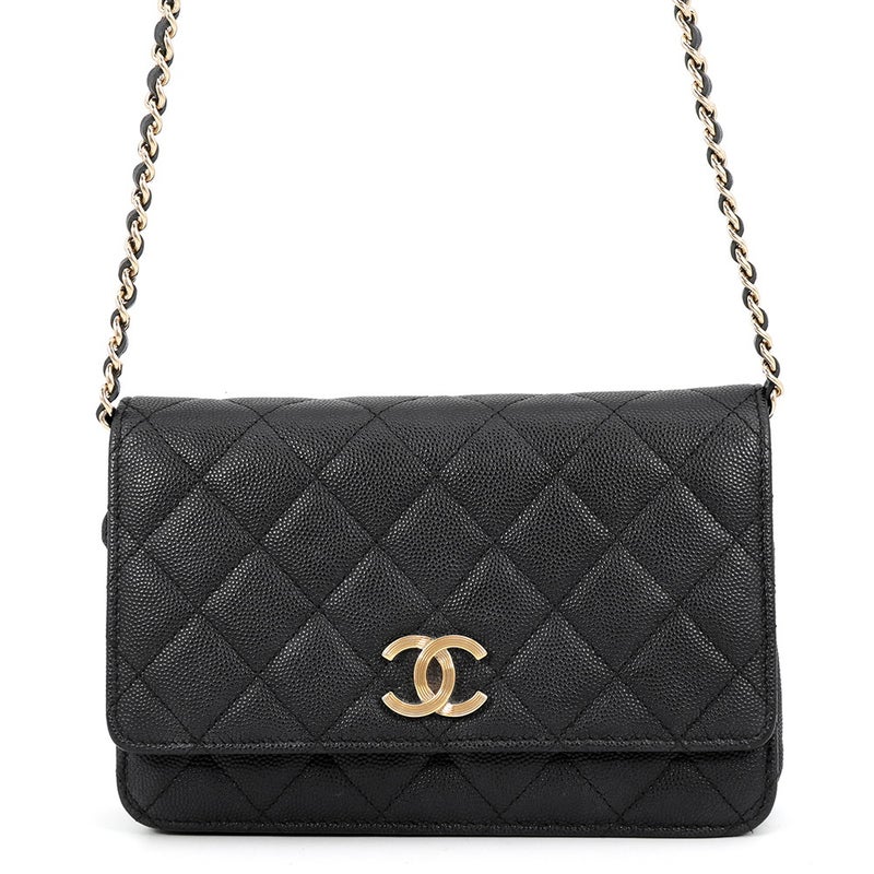 シャネル チェーンウォレット マトラッセ ココマーク キャビアスキン AP3127 CHANEL 長財布 黒