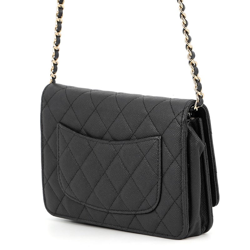 シャネル チェーンウォレット マトラッセ ココマーク キャビアスキン AP3127 CHANEL 長財布 黒