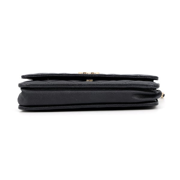シャネル チェーンウォレット マトラッセ ココマーク キャビアスキン AP3127 CHANEL 長財布 黒