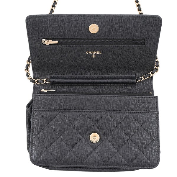 シャネル チェーンウォレット マトラッセ ココマーク キャビアスキン AP3127 CHANEL 長財布 黒