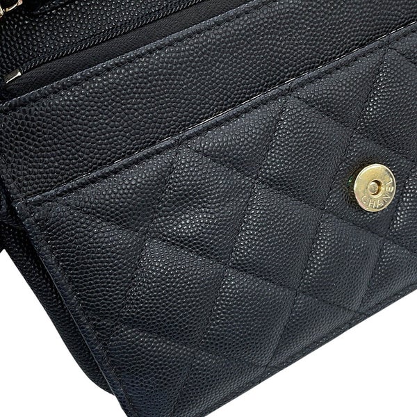 シャネル チェーンウォレット マトラッセ ココマーク キャビアスキン AP3127 CHANEL 長財布 黒