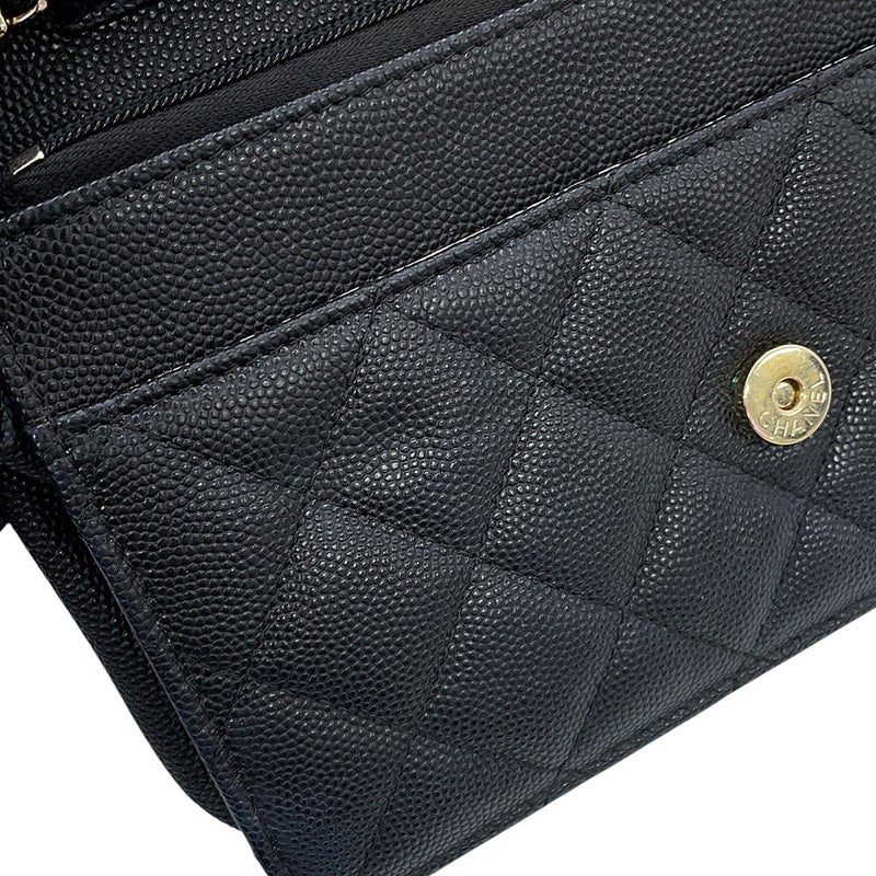 シャネル チェーンウォレット マトラッセ ココマーク キャビアスキン AP3127 CHANEL 長財布 黒