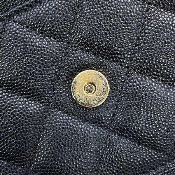 シャネル チェーンウォレット マトラッセ ココマーク キャビアスキン AP3127 CHANEL 長財布 黒