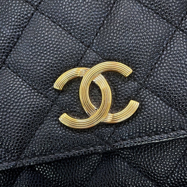 シャネル チェーンウォレット マトラッセ ココマーク キャビアスキン AP3127 CHANEL 長財布 黒