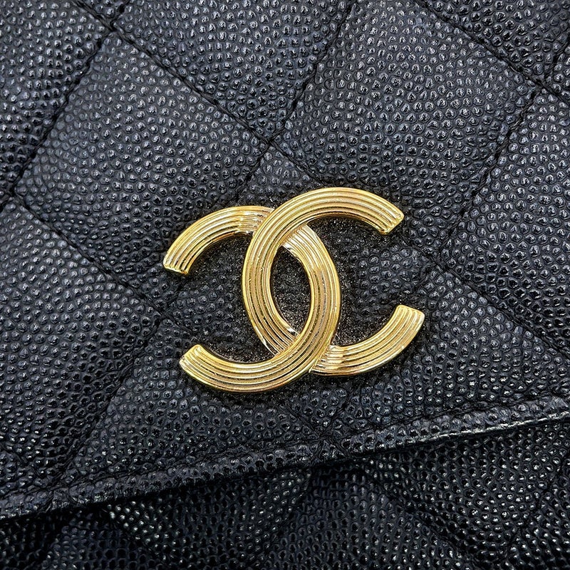 シャネル チェーンウォレット マトラッセ ココマーク キャビアスキン AP3127 CHANEL 長財布 黒
