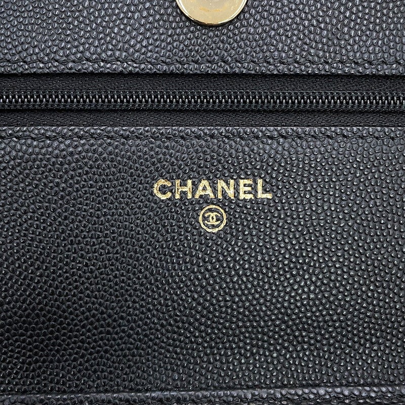 シャネル チェーンウォレット マトラッセ ココマーク キャビアスキン AP3127 CHANEL 長財布 黒