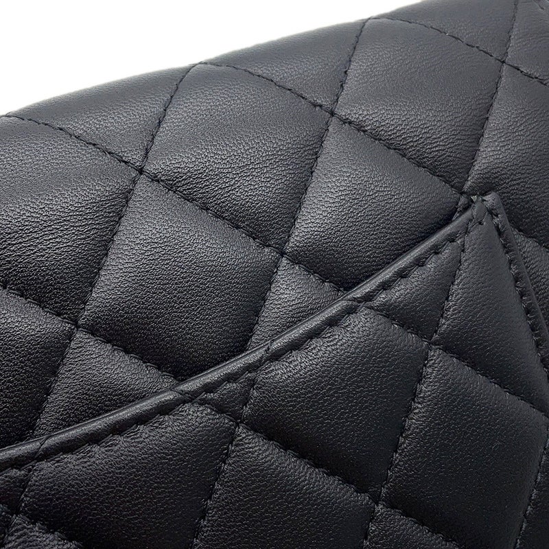 シャネル パールチェーンウォレット マトラッセ ココマーク ラムスキン AP1841 CHANEL 財布 黒