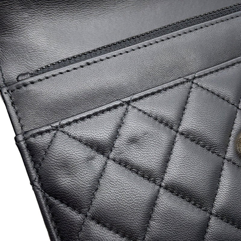シャネル パールチェーンウォレット マトラッセ ココマーク ラムスキン AP1841 CHANEL 財布 黒