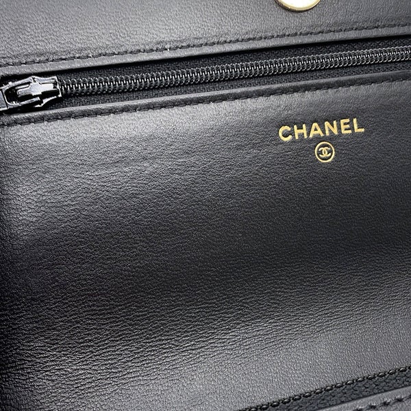 シャネル パールチェーンウォレット マトラッセ ココマーク ラムスキン AP1841 CHANEL 財布 黒