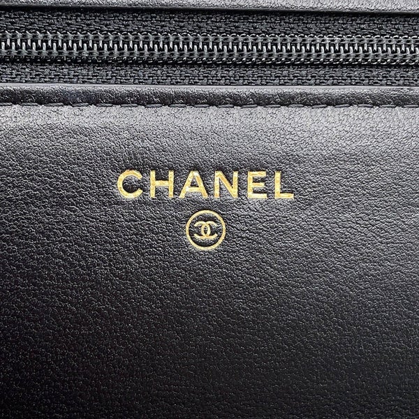 シャネル パールチェーンウォレット マトラッセ ココマーク ラムスキン AP1841 CHANEL 財布 黒