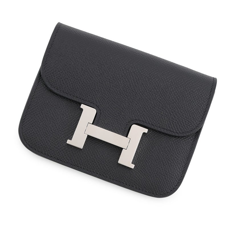 エルメス 財布 コンスタンス スリム ブラック/シルバー金具 エプソン K刻印 HERMES 財布 黒