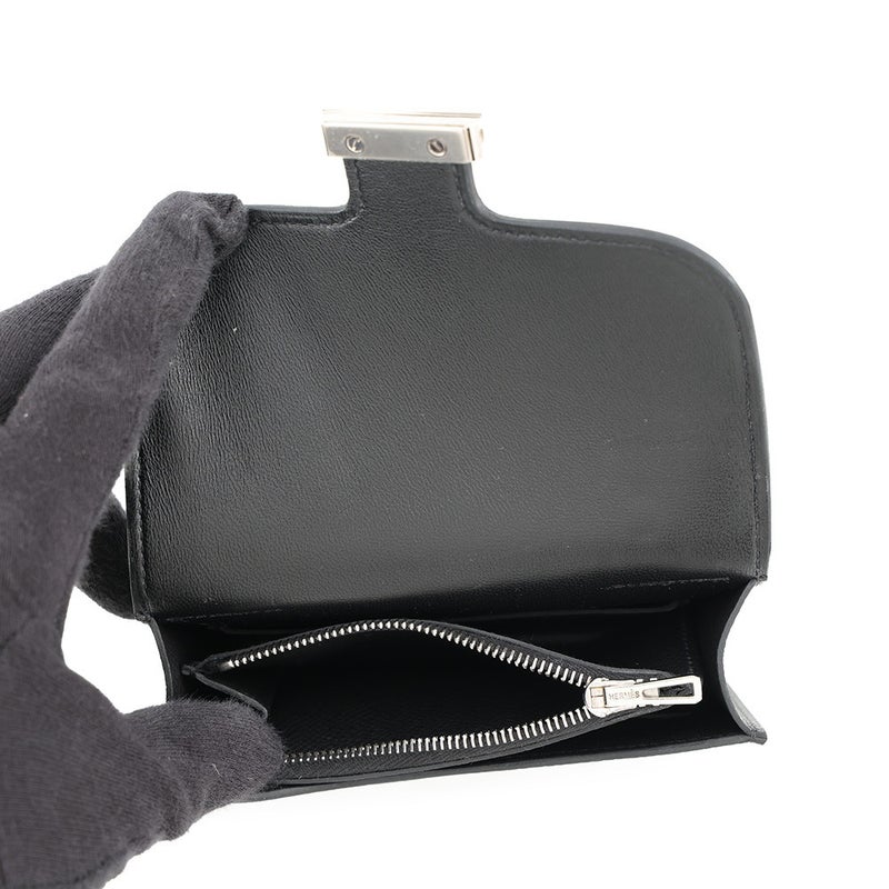 エルメス 財布 コンスタンス スリム ブラック/シルバー金具 エプソン K刻印 HERMES 財布 黒
