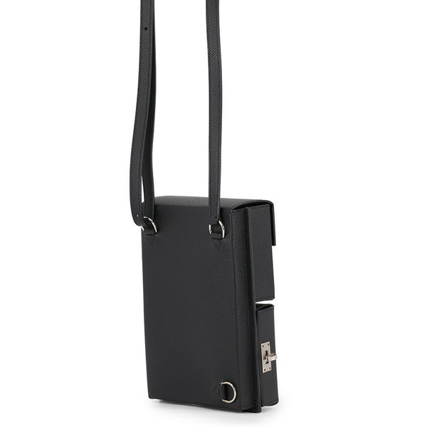 エルメス ショルダーバッグ ケリーマルチポケット ブラック/シルバー金具 エプソン K刻印 HERMES バッグ 黒