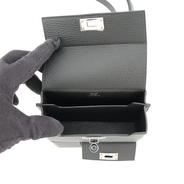 エルメス ショルダーバッグ ケリーマルチポケット ブラック/シルバー金具 エプソン K刻印 HERMES バッグ 黒