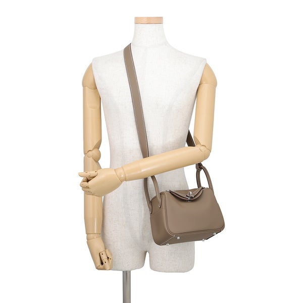 エルメス ハンドバッグ リンディ ミニ エトゥープ/シルバー金具 スイフト G刻印 HERMES ２wayショルダー
