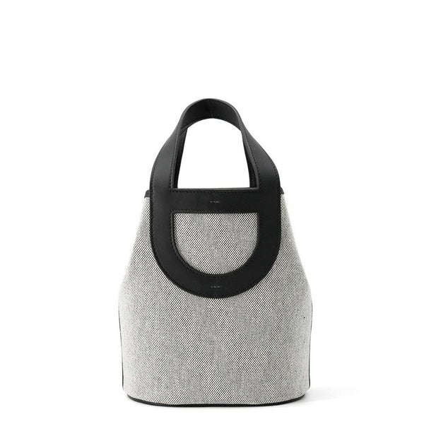 エルメス トートバッグ インザループ 18 エクリュ/ブラック/シルバー金具 トワルアッシュ/スイフト W刻印 黒