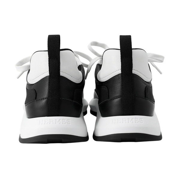エルメス スニーカー グラム テクニカル ファブリック レザー メンズサイズ41 HERMES 靴 黒 白