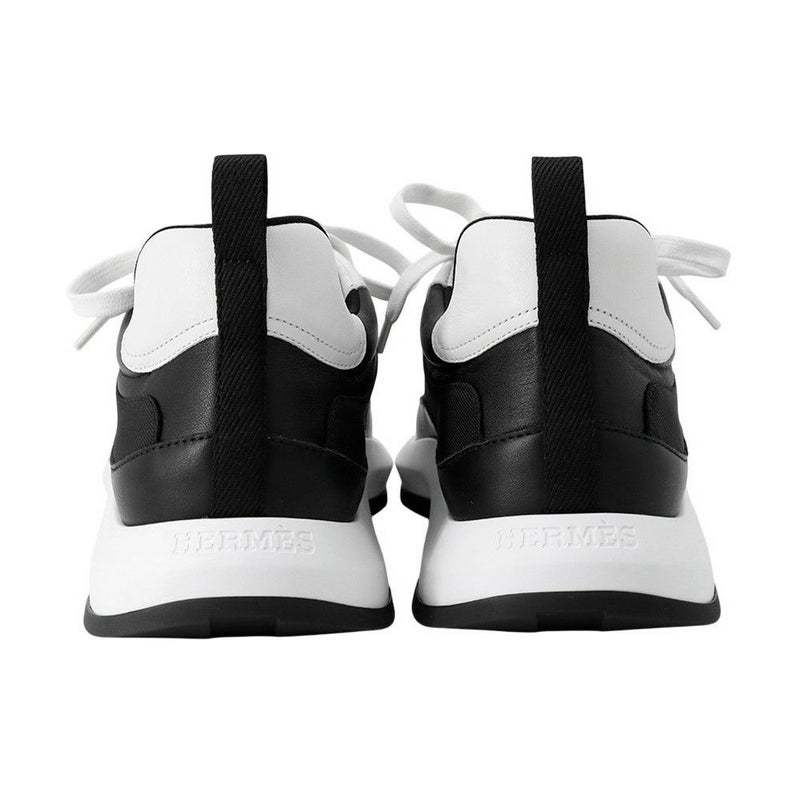 エルメス スニーカー グラム テクニカル ファブリック レザー メンズサイズ41 HERMES 靴 黒 白