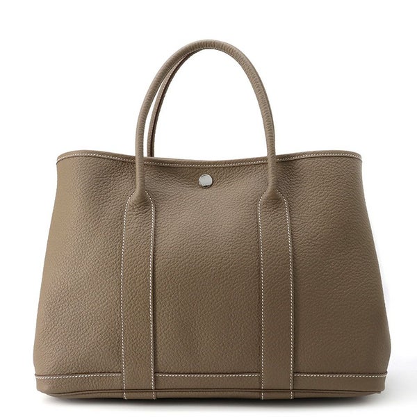 エルメス トートバッグ ガーデンパーティPM スティープル エトゥープ/カドリーベージュ/シルバー金具 カントリー Q刻印